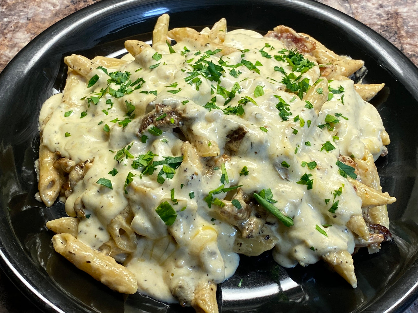 Bacon Three Cheesesteak Pasta